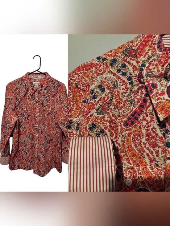 Orvis Tops - Orvis Paisley 100% Cotton Wrinkle Free Button Down Shirt 16 Garden Party Preppy